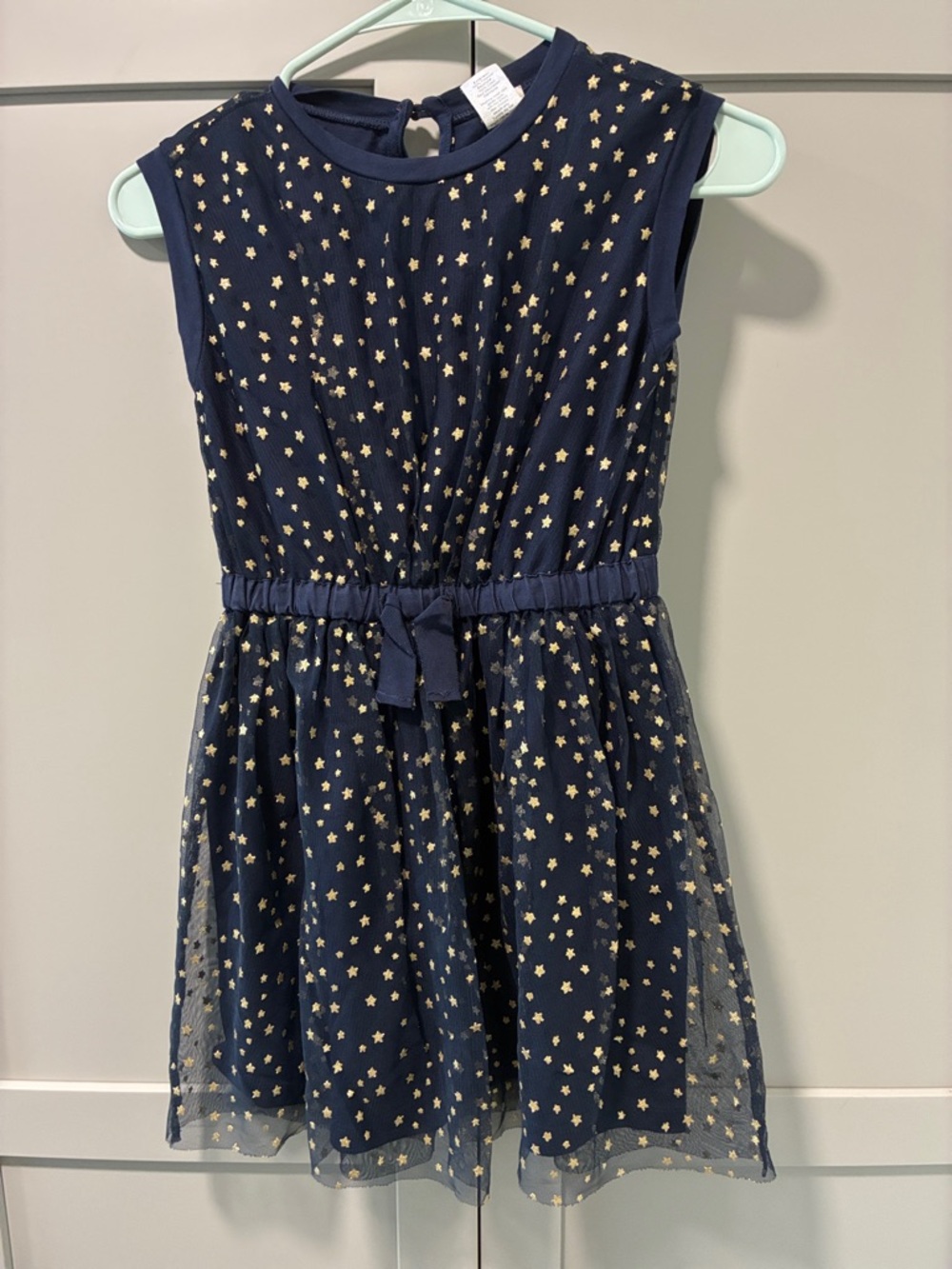 CrewCuts Girls' Navy Dress with Gold Star Print